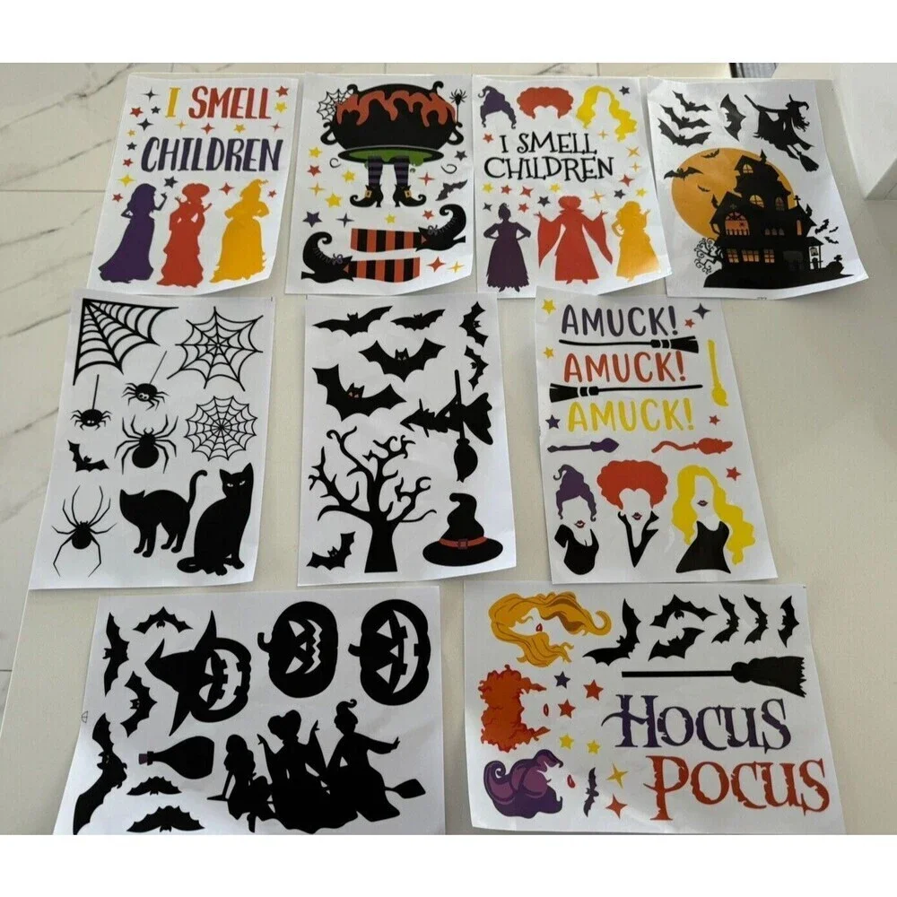 Halloween Window Stickers, 9 Sheets Halloween Window Cling Decals for Halloween